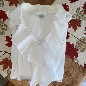 August Silk Long Sleeve Ruffle Blouse Size L